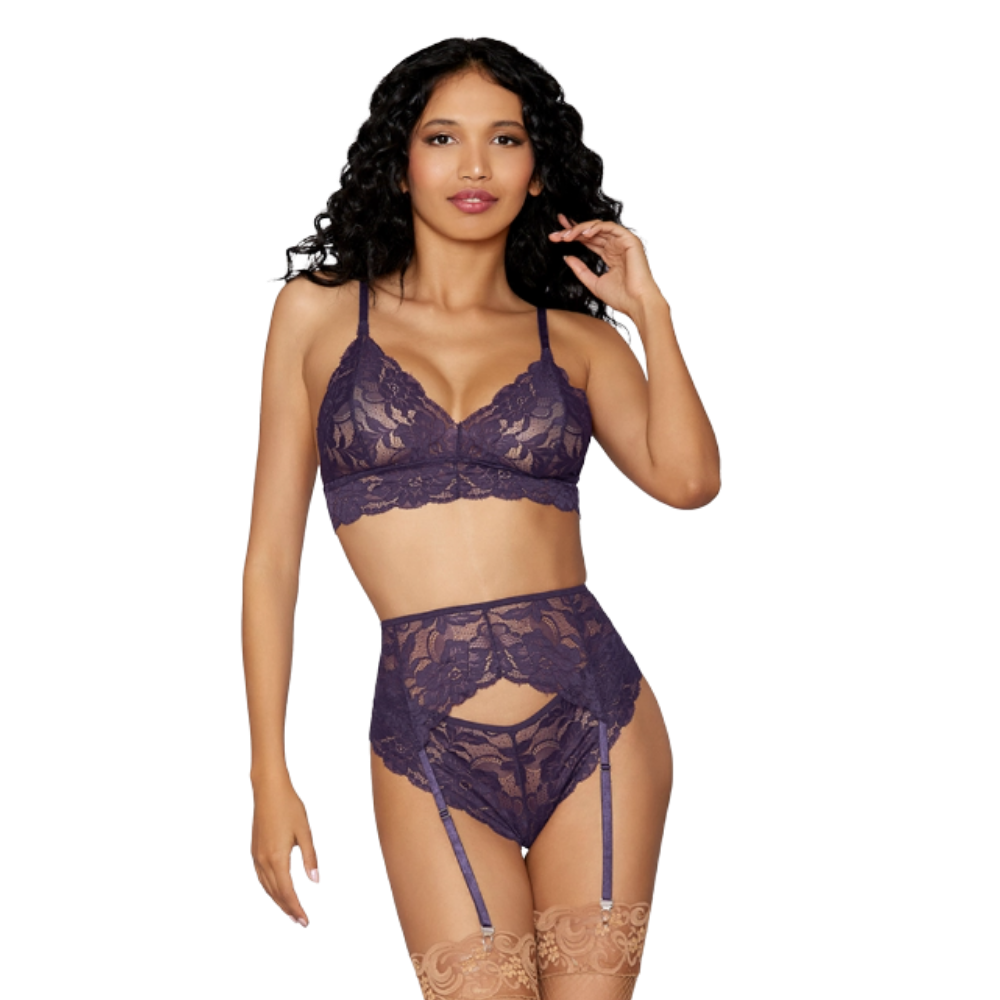 Lace Lingerie Trio - Indigo