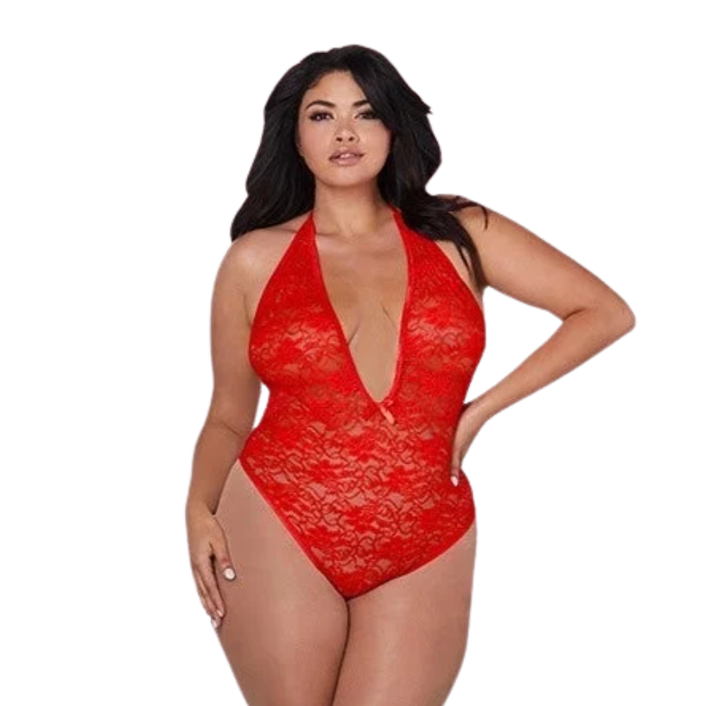 V-Neck Bodysuit w/ Heart Detail