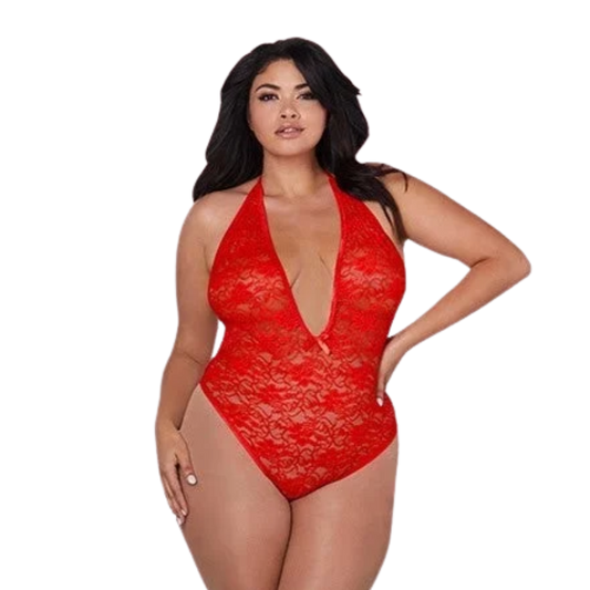 V-Neck Bodysuit w/ Heart Detail